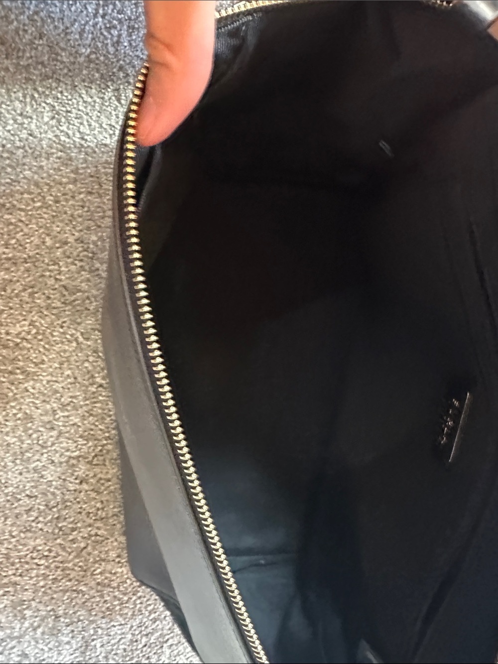 Furla Black Leather and Suede Tote with Gold Accents - Picture 7 of 8
